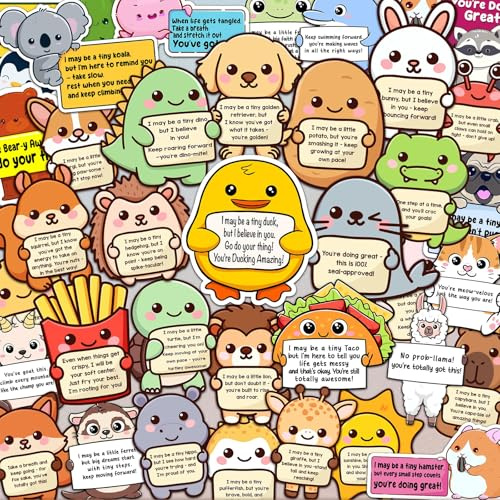 BelleFlair 100 Pièces Stickers Animaux pour Enfants et Adultes, Stickers de Motivation Mignons avec Phrases Positives, Autocollants pour Scrapbook pour Ordinateur Portable, Bouteille d'eau et comme
