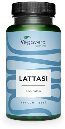 Lattasi 10.000 FCC | 180 Compresse | Alto Dosaggio | Per Gonfiore, Digestione e Intolleranza al Lattosio | Senza Additivi | Vegan | No OGM | Vegavero®
