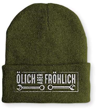 tshirtladen Ölich Aber Fröhlich Wintermütze Beanie Mütze für Damen und Herren, Farbe: Olive