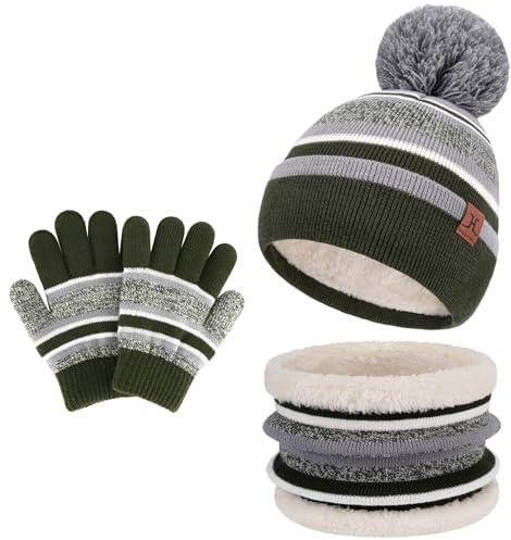 Bequemer Laden Conjunto Gorro y Bufanda Niño Guantes Niña para 2-7 Años