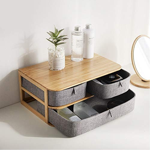 Scatola di immagazzinaggio in legno Organizzatore cosmetico Panno di bambù Ufficio Desktop Storage Cofanetto Contenitore di immagazzinaggio di trucco Casa