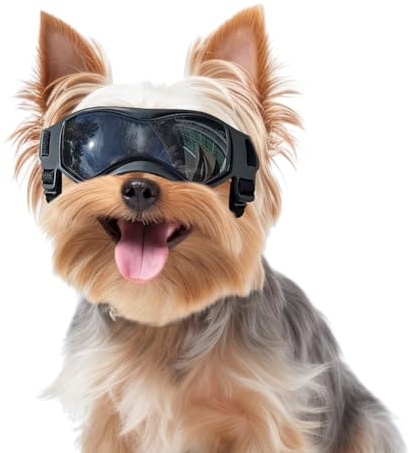 Dog Goggles Small Breed, Dog Sunglasses Small Breed Dog Eye Sun Light Protection, UV Protection Goggles for Dog with Adjustable Straps, Small Black