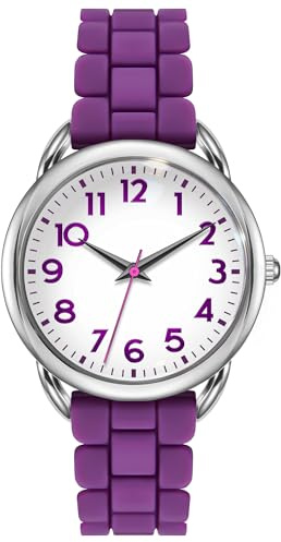 Bisley Women Watch Purple Silicone Strap Arabic Dial Easy to Read Watch