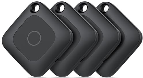 Hoxe Item Finder Bluetooth, Air Tracker Tag Works with Find My (iOS only), Key Finder Locator for Suitcases, Luggage and More - 100dB Beep, Replaceable Battery, Worldwide Tracking (4-Pack)
