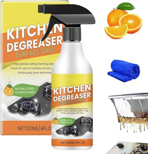 Detergente in schiuma sgrassante per cucina, detergente spray per la cucina, detergente per macchie ostinate, detergente multiuso in schiuma spray per cappe, forno, pentole (1)