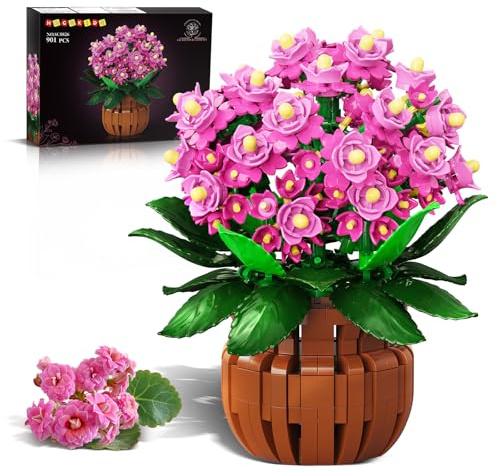 HOGOKIDS Kit Construction Bonsaï Fleurs Kalanchoe - 901 pièces Botaniques Plantes Artificielles Pot pour décoration et l'exposition Maison Artisanat Fleurs Jouet Noël Cadeau pour Adultes Adolescents