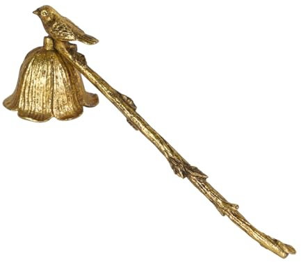NIKKY HOME Gold Floral Candle Snuffer with Long Handle, Vintage Elegant Candle Extinguisher with Bird, Decorative Metal Wick Flame Snuffer Candle Accessory
