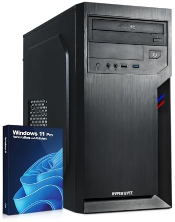 HYPER BYTE® Office PC - Computer con AMD Ryzen 3 da 4,0 GHz | 16 GB RAM DDR4 | 1TB SSD | Win 11 Pro | WLAN | DVD+RW | USB 3.0 | High End Office Tower PC