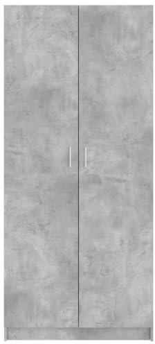 Generic Garderob med 2 Dörrar, Klädhängare och Hylla, Modern Minimalistisk Klädesplagg för Förvaring i Sovrum, Lägenhet och Hem (Betonggrå)