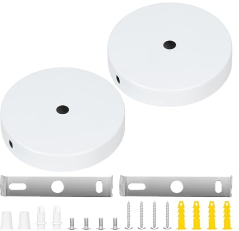 UIEXEA 2 pezzi Rosone da Soffitto, Scatola di Connessione in Metallo, Rotondo, Calotta Coprifili Sospensione, Tutte, Piastra di Montaggio Luce