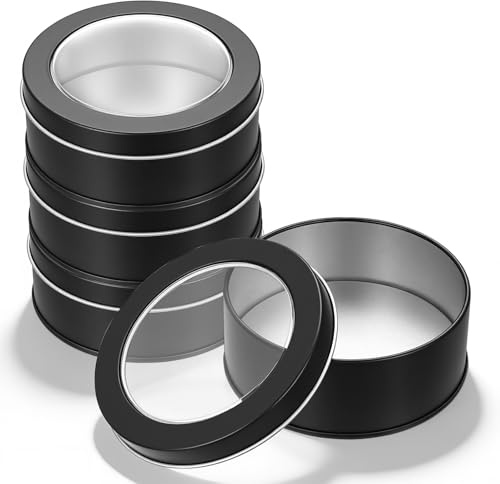 Qeapug 4 Piezas Cajas Metalicas con Tapa, Caja Metalica Pequeña Portátil sin Bisagra, Latas Cajas Contenedores de Almacenamiento Vacío de Metal Rectangulares para Regalos Dulces (negro1)