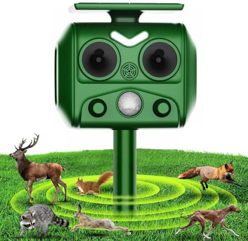 Repellente per Gatti, Dissuasori per Piccioni, 2025 Nuovo Ultrasuoni Solare Repeller per Piccioni,Uccelli,Cani,Topi,Volpi, 5 Modalità Ultrasound Repellente per Animali