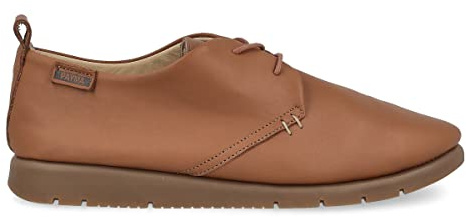 PAYMA - Zapatillas Deportivas Sneakers de Piel para Mujer. Zapatos Planos Casual Blucher. Cierre Cordones. Piel Super Flexible. Máxima Comodidad. Color: Cuero, Talla: EU 38