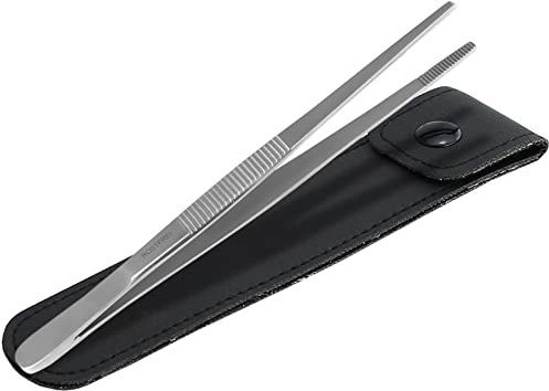 Profi Aquarium Terrarium Pinzette Wasserpflanzen Pflanzenpinzette aus rostfreiem Edelstahl Gerade Futterpinzette mit Innenzahnung Zubehör für Aquarien und Terrarien (13,0 cm)