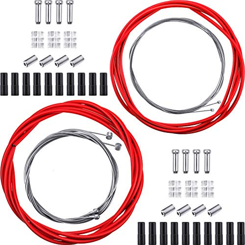 Boao Universal Bike Brake Cable Kit Derailleur Bicycle Shifter Cable Housing Set Transmission Line for Mountain Road Bike Repair(Red)