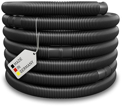 Schwimmbadschlauch Ø 32mm Saugschlauch Poolschlauch Solarschlauch Pumpenschlauch mit Muffen Made in Germany (9 m, Schwarz)
