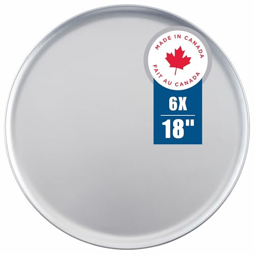 Norjac 18-Inch | Non-Stick Coupe Style Pizza Pan, 6 Pack, Restaurant-Grade | Heavy-Duty Aluminum Baking Tray, Oven-Safe, Rust-Proof