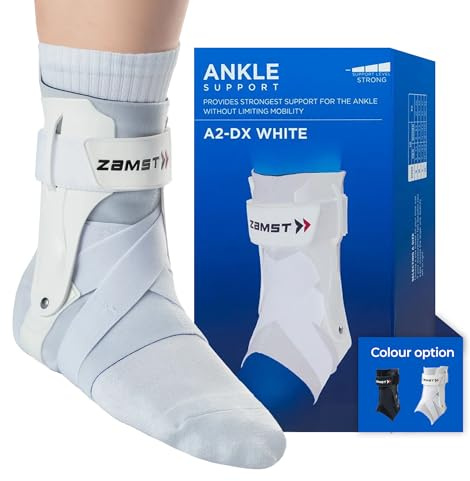 Zamst A2-DX Ankle - Cavigliera Regolabile Protezioni Laterali, Distorsioni Gravi Grado III, Instabilità e Lesioni Articolazione - Tutore Caviglia Vestibilità Anatomica (Taglia M - Sinistra - Bianca)