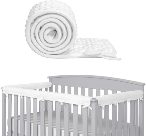 IULONEE 3pcs Funda Protectora de Barandilla para Bebés Cubierta Protectora para Reposabrazos de Cuna 128x18cm/68x18cm para la Protección de Las Barandillas de Cama Infantil (Blanco)
