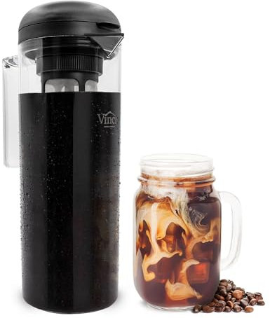 VINCI Cold Brew 360, cafetera fría de 1.4 L con tecnología patentada de preparación de doble filtro 360, jarra de infusión fría para café helado
