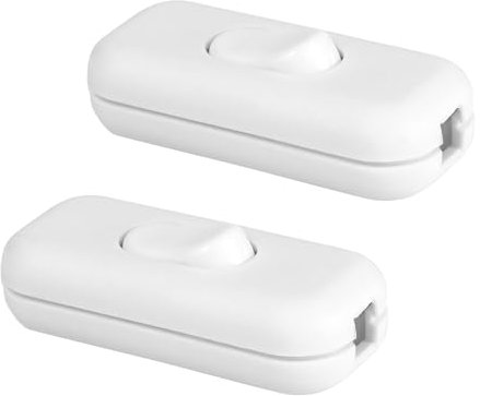 Paquete de 2 Blanco Interruptores Torpedo, Interruptor Bipolar 6A 250V, Lámpara en Línea Interruptor en línea de 2 o 3 líneas, para Lámpara de Escritorio, Lámpara de Noche