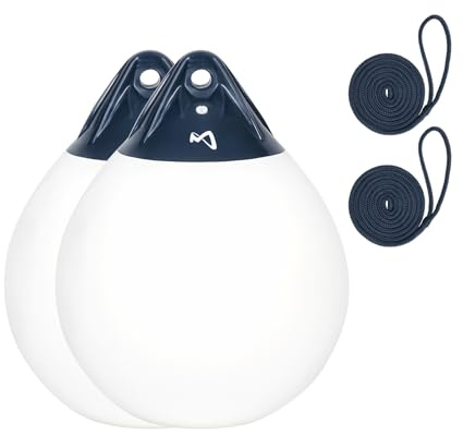Mesle Kugelfender Globe 2er Set, ø 35,5 cm Weiss, Fender Boje, Bootsfender rund aufblasbar, Ankerboje, Fender Boot Schiff Yacht, Markierungsboje