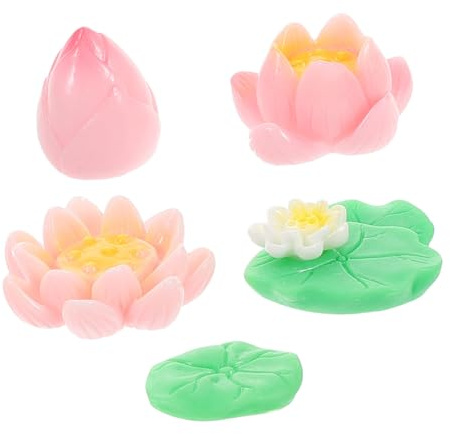Toyvian 5 pièces Nénuphars Résine Miniatures Décorations Flottantes Réalistes pour Étang Jardin Aquarium Terrarium