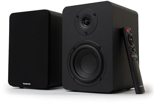 VULKKANO A4 ARC MKII Altoparlanti autoamplificati con woofer da 4, Bluetooth 5.0, HDMI ARC, ottico, RCA, USB, con uscita subwoofer, monitor da studio dal design elegante, colore nero