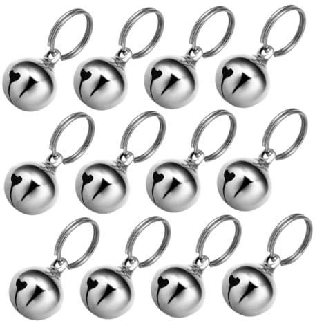 UKCOCO Campanellini per Cani e Gatti 12 Pezzi 16Mm in Metallo Argento Campanello Piccolo per Collare Animali Domestici Resistente all’Acqua per Tracciamento e attività all’Aperto
