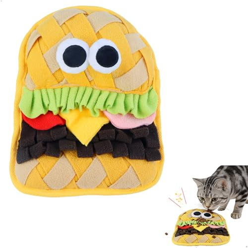 mimzemamz Alfombra Olfativa Perros,Manta Olfativa Perro con Diseño de Hamburguesa y Base Antideslizante,Alfombra Perro Lavables,Juegos Interactivos para Perros Grandes,Medianos y Pequeños