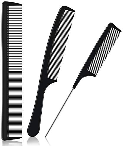 URAQT Kit Haarkamm - 3pcs Professioneller Friseur und Barbier Haarstyling Salon Kamm - Hitzebeständiger Antistatischer Nadelstielkamm aus Carbon für Männer und Frauen