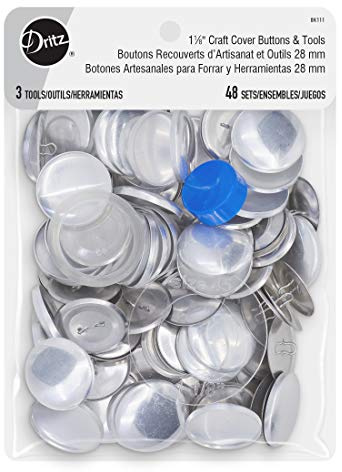 Dritz 1-1/8 Craft Cover Buttons & Tools, 48 Sets, Nickel