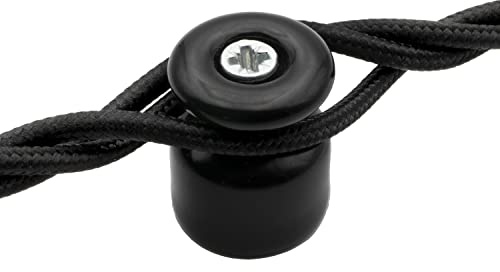 Amarcords - Abrazadera de cable con tornillos y tacos. 5 aisladores de porcelana de colores antiguos para instalaciones de cable trenzado de pared de color NEGRO MATE