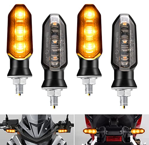 CHCSHH 4PCS Motorcycle Turn Signals 12V Universal Front Rear Blinker Turn Signal LED Lights Super Bright Amber Lamp for Motorcycle Motorbike Scooter Off Road Quad Cruiser