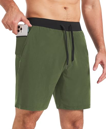 Comilaka Sportbyxor för män, 18 cm (7 tum), sport, kort, löpning, fitness, löpshorts, lätta, snabbtorkande, träningsbyxor med dragkedjeficka