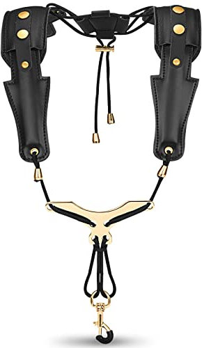 POGOLAB Harness Saxophongurt für Alt-Tenor-Sopran-Bariton, verstellbarer saxophone strap zur Linderung von Nackenschmerzen mit Metallhaken