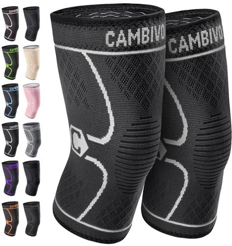 CAMBIVO 2Pcs Rodilleras Gym de Compresion, Rodilleras Menisco y Ligamento, Rodillera Transpirable y Antideslizante para Gym, Voleibol, Baloncesto, Correr, Bicicleta, Unisex
