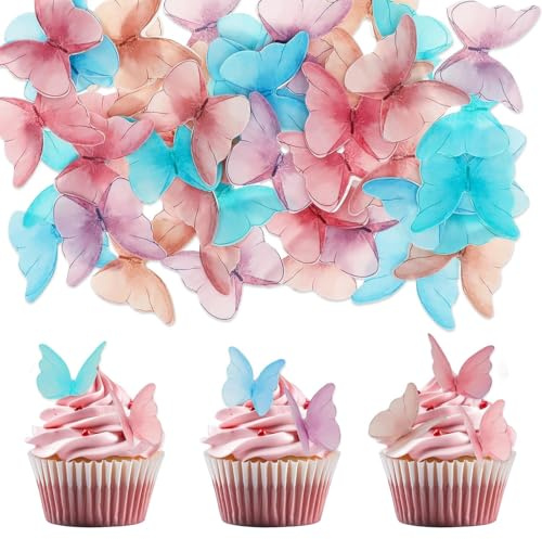 48 Pezzi Farfalle Decorative Torta, Farfalla Cupcake Toppers, Cake Toppers Festa di Compleanno Decorazione, Farfalla Dessert Topper per Feste di Famiglia, Anniversario di Matrimonio