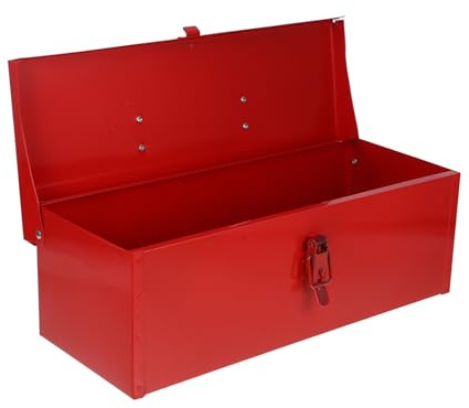 Yardenfun Boîte à Outils en Métal Rouge Robuste Trousse à Outils Ménagère Fermeture à Loquet Portable Légère Et Résistante Aux Chocs pour Rangement Atelier Maison 1 Unité