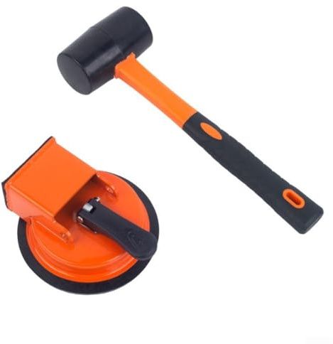 Herramienta de reparación de huecos de suelo con ventosa, martillo de goma y almohadillas para suelos laminados, de madera y compuestos (1)