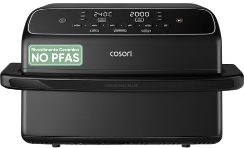 Cosori Friggitrice ad Aria Twinfry Compact 8,6 Litri, Doppio Cestello 4,3L+4,3L e Separatore Rimovibile, Doppia Resistenza Air Fryer, Rivestimento Ceramico No PFAS, 6 Funzioni, 35-240℃, 2700W