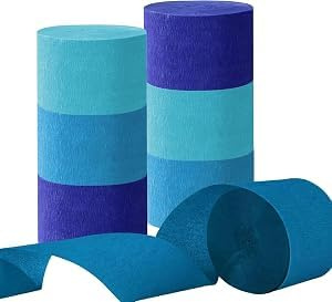 Papel Crepé Azul 8 Rollos 4,5cm x 25m Cintas Pinocho Decoración Fiesta Cumpleaños Manualidades Serpentinas