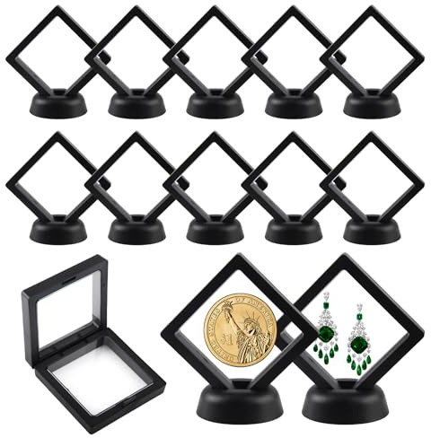 SJUNJIE 12 Cadre Flottant Transparent 3D Vitrines Flottantes avec 12 Base