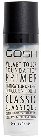 GOSH Velvet Touch Foundation Primer Classic I pflegende Grundlage für Dein Make-up I für ebenmäßige & weiche Haut bei Unebenheiten & tiefen Poren I farblos & geruchlos I vegan & parfümfrei I 30ml