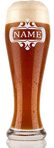 Bicchiere per birra Weizen con incisione personalizzabile e cornice decorativa, capacità 0,5 l