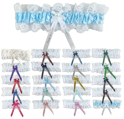 My Pretty Little Gifts Personalised Garters - Something Blue - Perfect Bridal Garter Bride to Be Wedding Hen Party