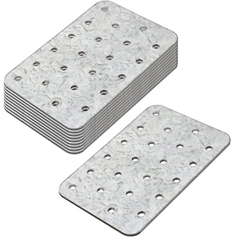 10 Packungen 11,5 x 7,6 cm Flachreparaturplatte Montageplatte für Holzregale, Möbel, Schrank, Dicke 1,5 mm (Silber)