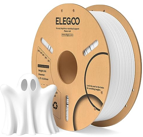 ELEGOO Filamento PLA 1.75mm Bianco 1KG, Filamento per Stampante 3D, Precisione Dimensionale +/- 0.02mm, Filamento per La Maggior Parte delle Stampanti 3D