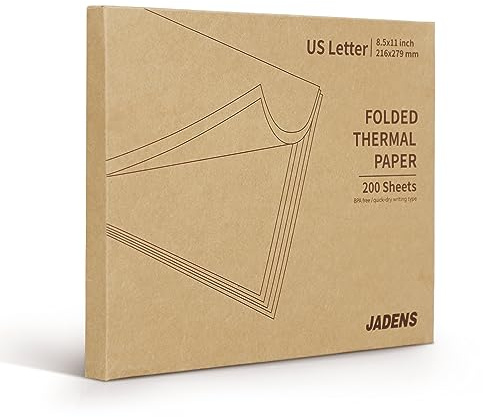 JADENS US Letter Size 8.5''×11'' Quick-Dry Folded Thermal Paper, 200 Sheets, Compatible with Gloryang & JADENS PD-A4 Portable Printer