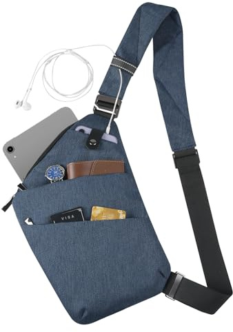 Tibroni Multi-Pocket Axelväska, Sling Crossbody Bag Stöldskydd Axelväska Bröstficka för Män